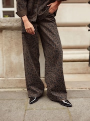 Leopard Printed 100% Cotton Wide Leg Jeans - Image 2 of 8