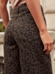 Leopard Printed 100% Cotton Wide Leg Jeans - Image 5 of 8