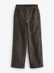 Leopard Printed 100% Cotton Wide Leg Jeans - Image 6 of 8