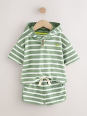 Sage Green Stripe 100% Cotton Toweling Set (3mths-7yrs) - Image 1 of 4
