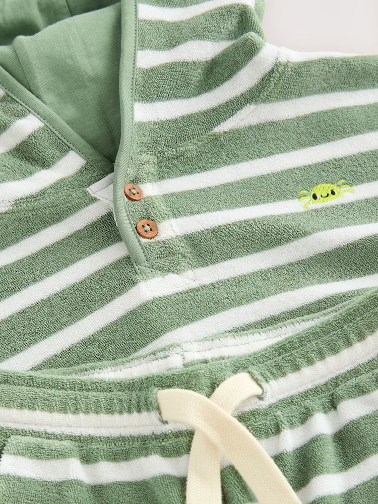Sage Green Stripe 100% Cotton Toweling Set (3mths-7yrs) - Image 3 of 4