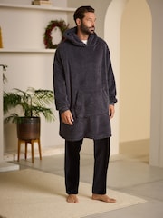 Slate Grey Textured Oversized Supersoft Hoodie - Image 1 of 8