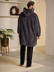 Slate Grey Textured Oversized Supersoft Hoodie - Image 2 of 8