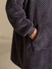 Slate Grey Textured Oversized Supersoft Hoodie - Image 4 of 8