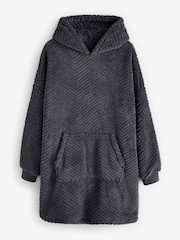 Slate Grey Textured Oversized Supersoft Hoodie - Image 5 of 8
