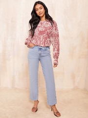 Friends Like These Pink Petite Long Sleeve Cuff Detail Top - Image 1 of 4