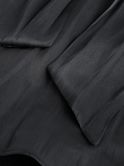 Black Metallic Satin Pleated Halter Top - Image 8 of 9