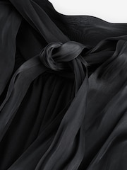 Black Metallic Satin Pleated Halter Top - Image 9 of 9