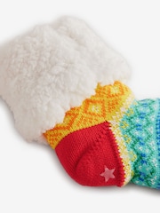 Little Bird by Jools Oliver Multi Rainbow Fairisle Pattern Chunky Knit Slippers - Image 2 of 4