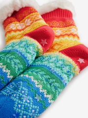 Little Bird by Jools Oliver Multi Rainbow Fairisle Pattern Chunky Knit Slippers - Image 3 of 4