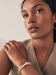 Gold Tone Twist Sparkle Cuff Bracelet - Image 1 of 4