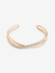 Gold Tone Twist Sparkle Cuff Bracelet - Image 3 of 4