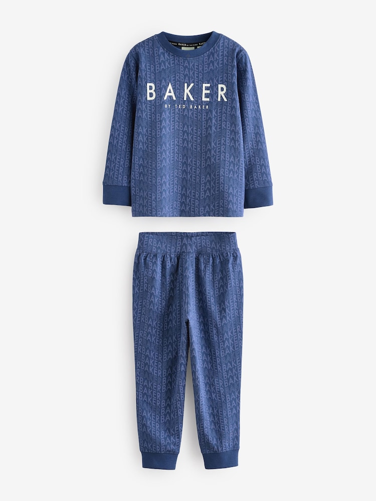 Baker by Ted Baker Blue/Green Long Sleeve 100% Cotton Pyjamas 2 Pack - Image 2 of 7