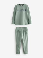 Baker by Ted Baker Blue/Green Long Sleeve 100% Cotton Pyjamas 2 Pack - Image 4 of 7