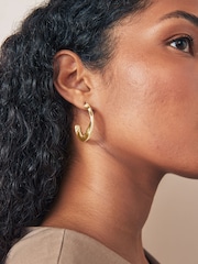 Gold Tone Twist Hoop Earrings - Image 2 of 4