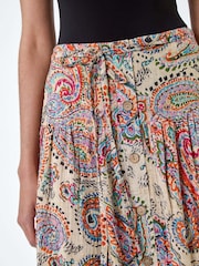Roman Black 100% Cotton Paisley Boho Midi Skirt - Image 5 of 5