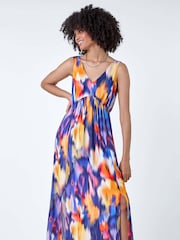 Roman Purple Abstract Cross Back Detail Midi Dress - Image 2 of 4