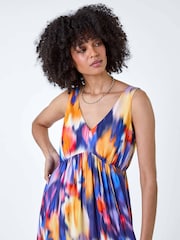 Roman Purple Abstract Cross Back Detail Midi Dress - Image 4 of 4