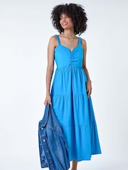 Roman 100% Cotton Strappy Tiered Midi Dress - Bild 1 von 5