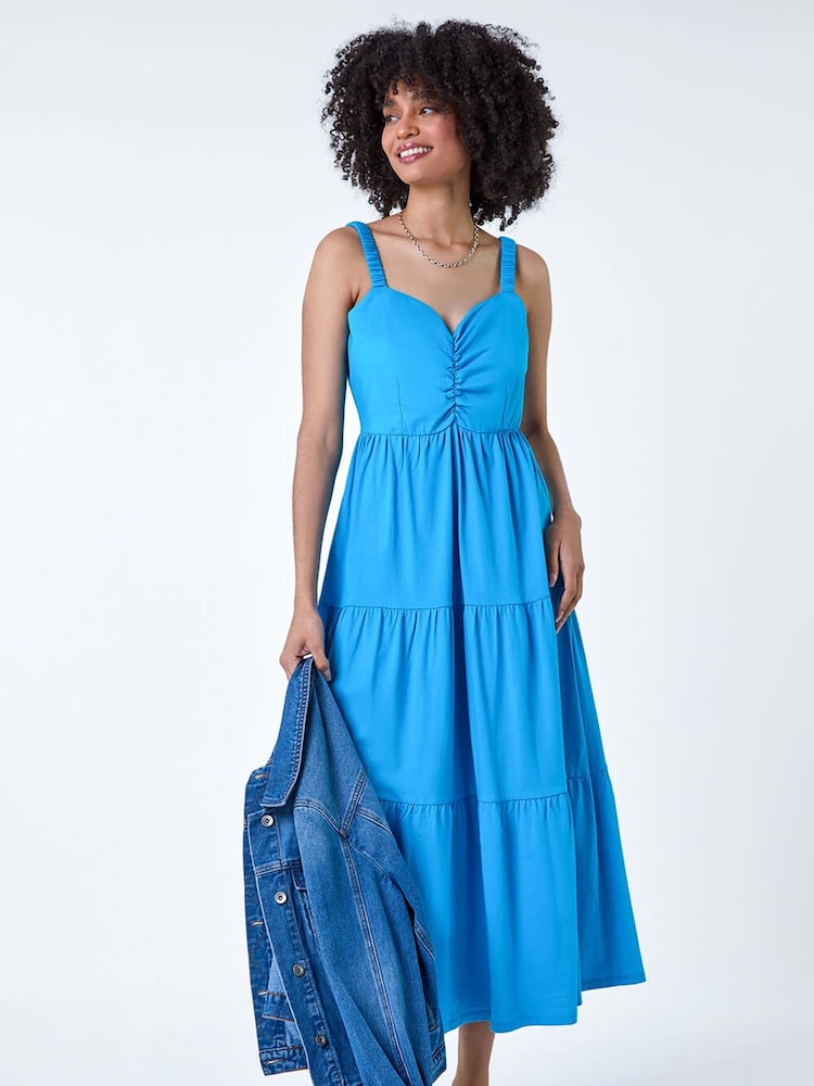 Roman 100% Cotton Strappy Tiered Midi Dress - Bild 1 von 5 Roman 100% Cotton Strappy Tiered Midi Dress - Bild 1 von 5