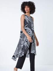 Roman Black Full Length Printed Overlay Jumpsuit - Image 1 of 5