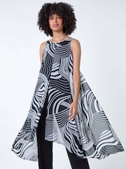 Roman Black Full Length Printed Overlay Jumpsuit - Image 2 of 5