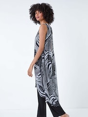 Roman Black Full Length Printed Overlay Jumpsuit - Image 3 of 5