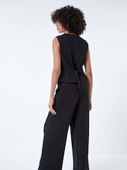 Roman Black Linen Blend Button Through Waistcoat - Image 3 of 5