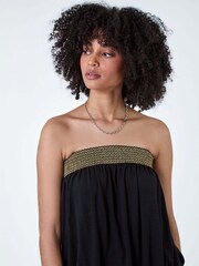 Roman Black Shimmer Trim Stretch Bandeau Boobtube - Image 4 of 5