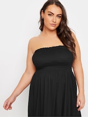 Yours Curve Black Shir Bandeau Longline Top - Image 2 of 5