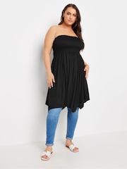 Yours Curve Black Shir Bandeau Longline Top - Image 3 of 5
