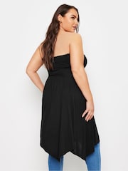 Yours Curve Black Shir Bandeau Longline Top - Image 4 of 5