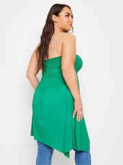 Yours Curve Green Shirred Hanky Hem Top - Image 3 of 5