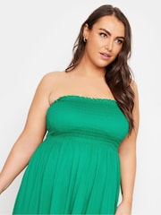 Yours Curve Green Shirred Hanky Hem Top - Image 4 of 5