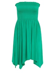 Yours Curve Green Shirred Hanky Hem Top - Image 5 of 5