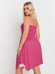 Yours Curve Pink Shirred Hanky Hem Top - Image 3 of 5