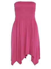 Yours Curve Pink Shirred Hanky Hem Top - Image 5 of 5