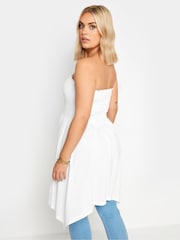 Yours Curve White Shirred Hanky Hem Top - Image 3 of 5