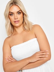 Yours Curve White Shirred Hanky Hem Top - Image 4 of 5