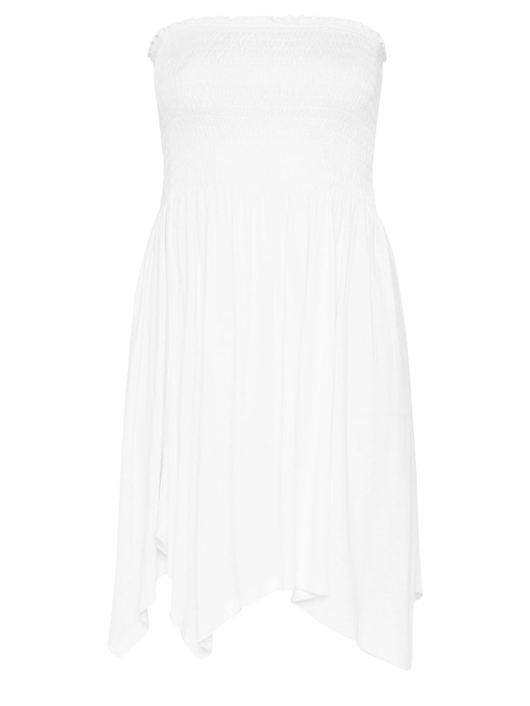 Yours Curve White Shirred Hanky Hem Top - Image 5 of 5 Yours Curve White Shirred Hanky Hem Top - Image 5 of 5