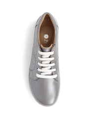 Pavers Pewter Lace-Up Leather Pumps - Image 3 of 5