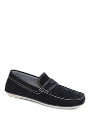 Pavers Navy Pavers Print Suede Loafers - Image 2 of 5