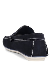 Pavers Navy Pavers Print Suede Loafers - Image 3 of 5