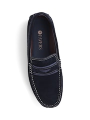 Pavers Navy Pavers Print Suede Loafers - Image 4 of 5