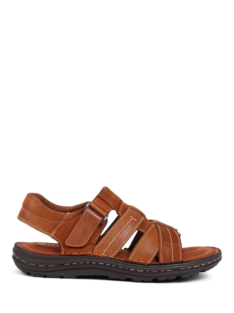 Pavers Dark Brown Pavers Touch-Fasten Leather Brown Sandals - Image 2 of 5