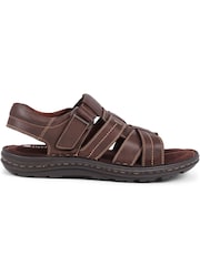 Pavers Brown Pavers Touch-Fasten Leather Brown Sandals - Image 1 of 5