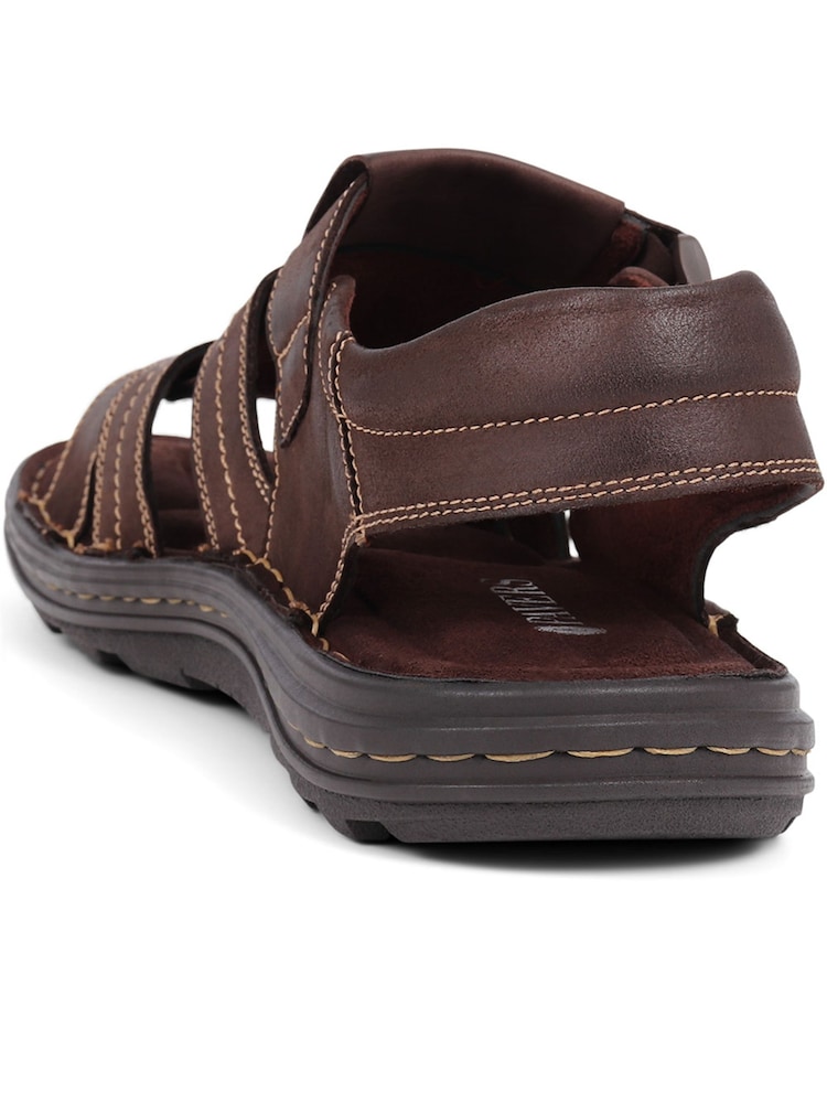 Pavers Brown Pavers Touch-Fasten Leather Brown Sandals - Image 2 of 5