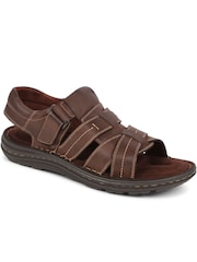 Pavers Brown Pavers Touch-Fasten Leather Brown Sandals - Image 3 of 5