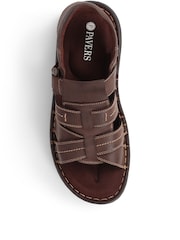 Pavers Brown Pavers Touch-Fasten Leather Brown Sandals - Image 4 of 5