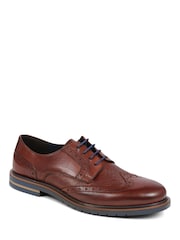 Pavers Brogues Detailed Leather Lace-Up Brown Shoes - Image 1 of 5